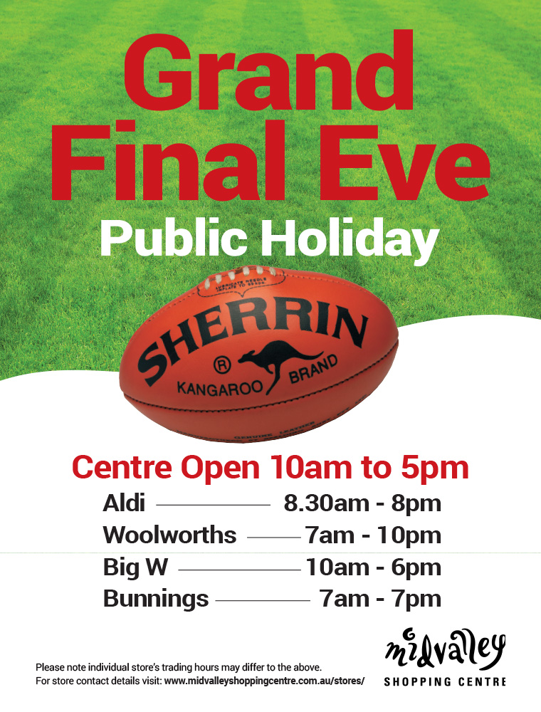 Grand Final Eve – Public Holiday Trading Hours